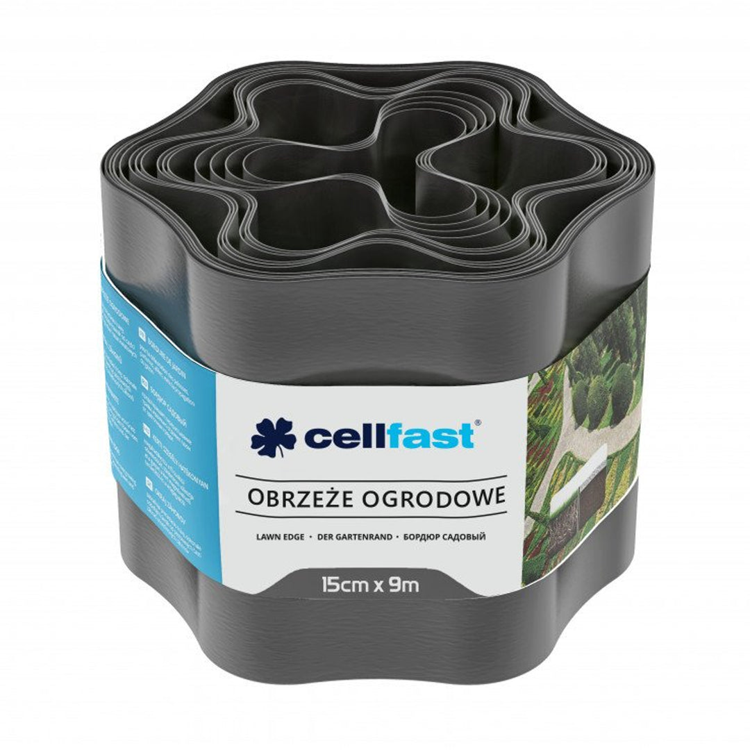 Cellfast gegolfde tuinrand Cellulose gazonverdeler, 15cm x 9cm, grafiet