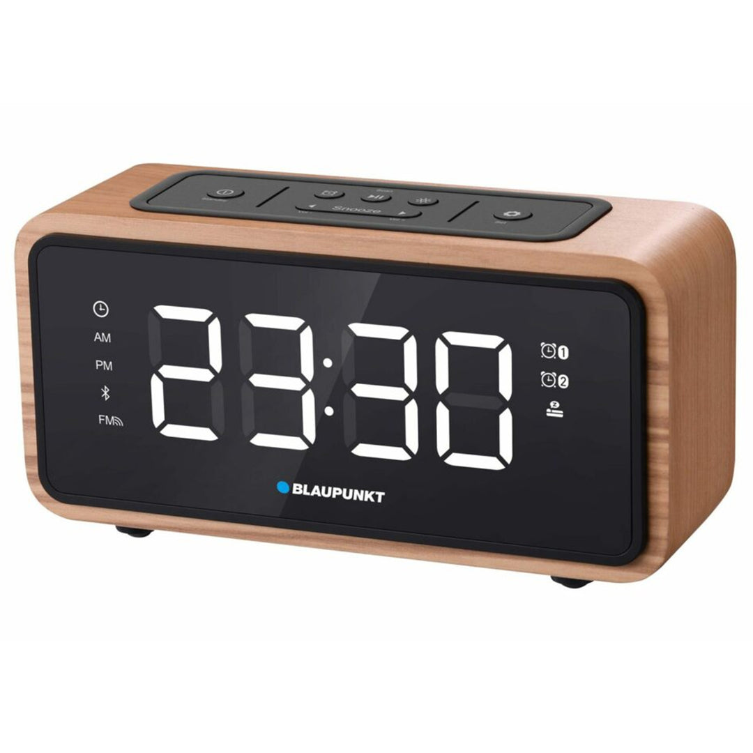 Bluetooth FM-wekkerradio 60 presets LED-displayklok met dubbele alarm- en snooze-functie