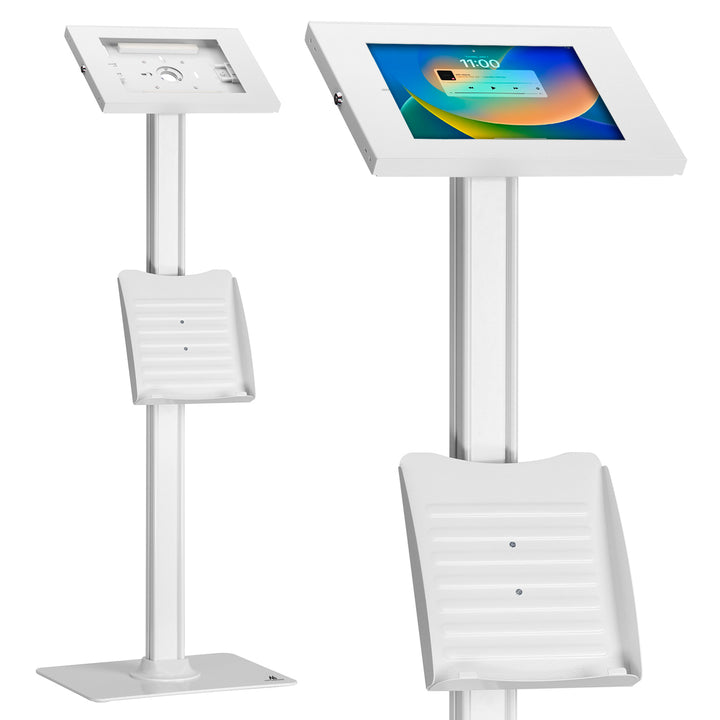 Maclean Tablet-reclamestandaard, vloermontage met vergrendeling, 9,7"-11", iPad/iPad Air/iPad Pro, Samsung Galaxy Tab A/Tab A7/Tab S6 Lite, MC-476W