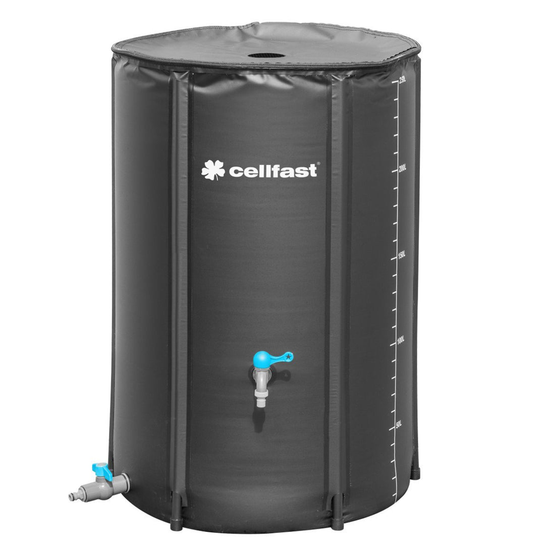 Opvouwbare regenwaterton met Cellfast-kraan voor tuinbewateringstank, capaciteit 250 liter