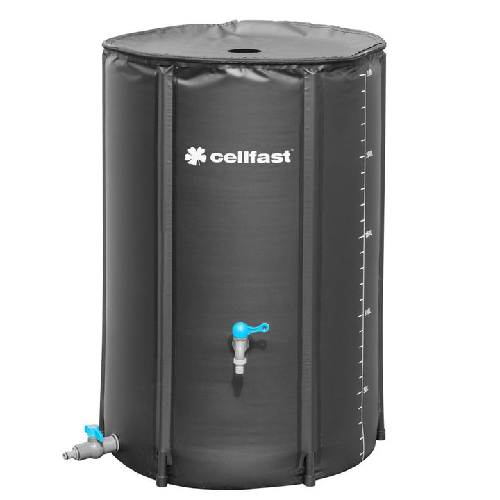 Opvouwbare regenwaterton met Cellfast-kraan voor tuinbewateringstank, capaciteit 250 liter