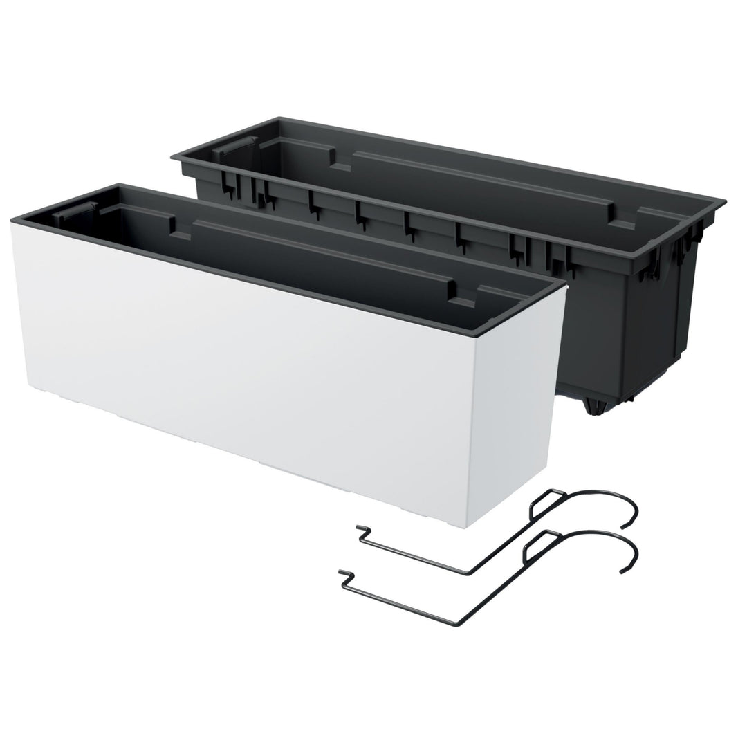 Bloembak met haken en inzet Prosperplast Urbi Case W mat - wit