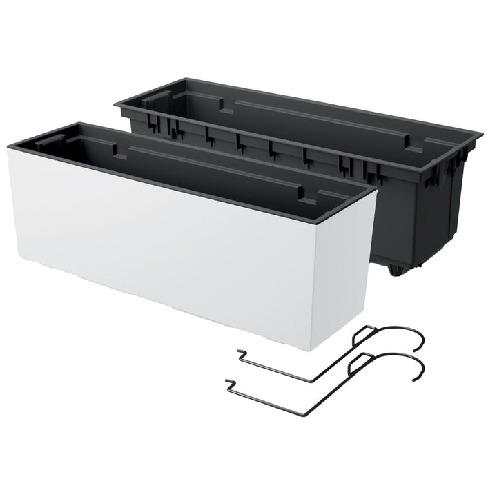 Bloembak met haken en inzet Prosperplast Urbi Case W mat - wit