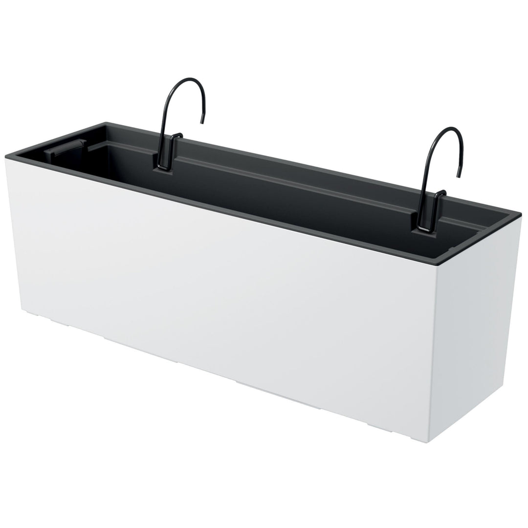 Bloembak met haken en inzet Prosperplast Urbi Case W mat - wit