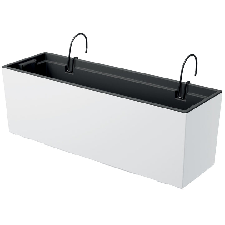 Bloembak met haken en inzet Prosperplast Urbi Case W mat - wit