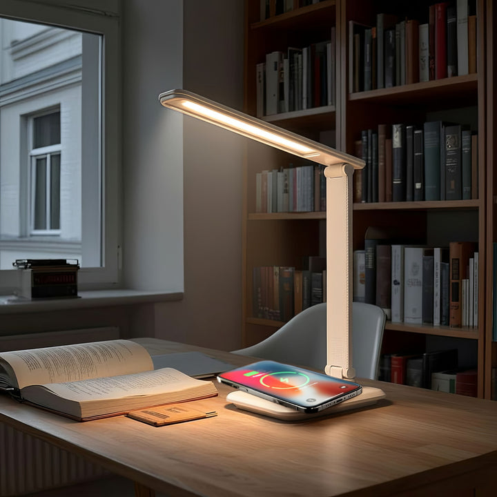 Dimbare LED-bureaulamp 9W Bureaulamp met Qi-inductielader