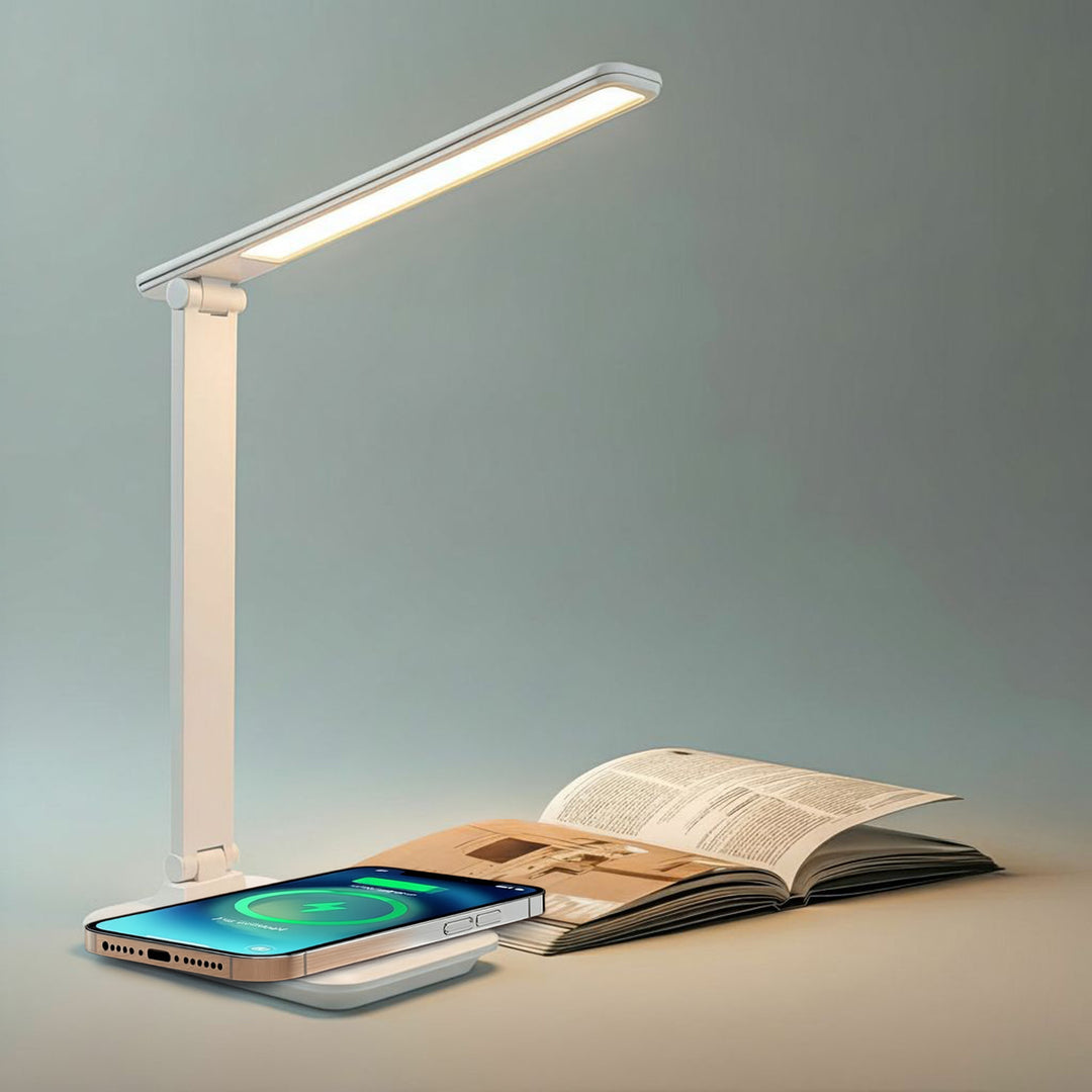 Dimbare LED-bureaulamp 9W Bureaulamp met Qi-inductielader