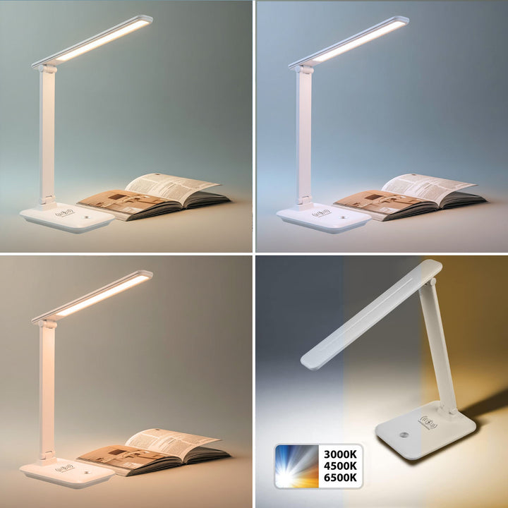 Dimbare LED-bureaulamp 9W Bureaulamp met Qi-inductielader