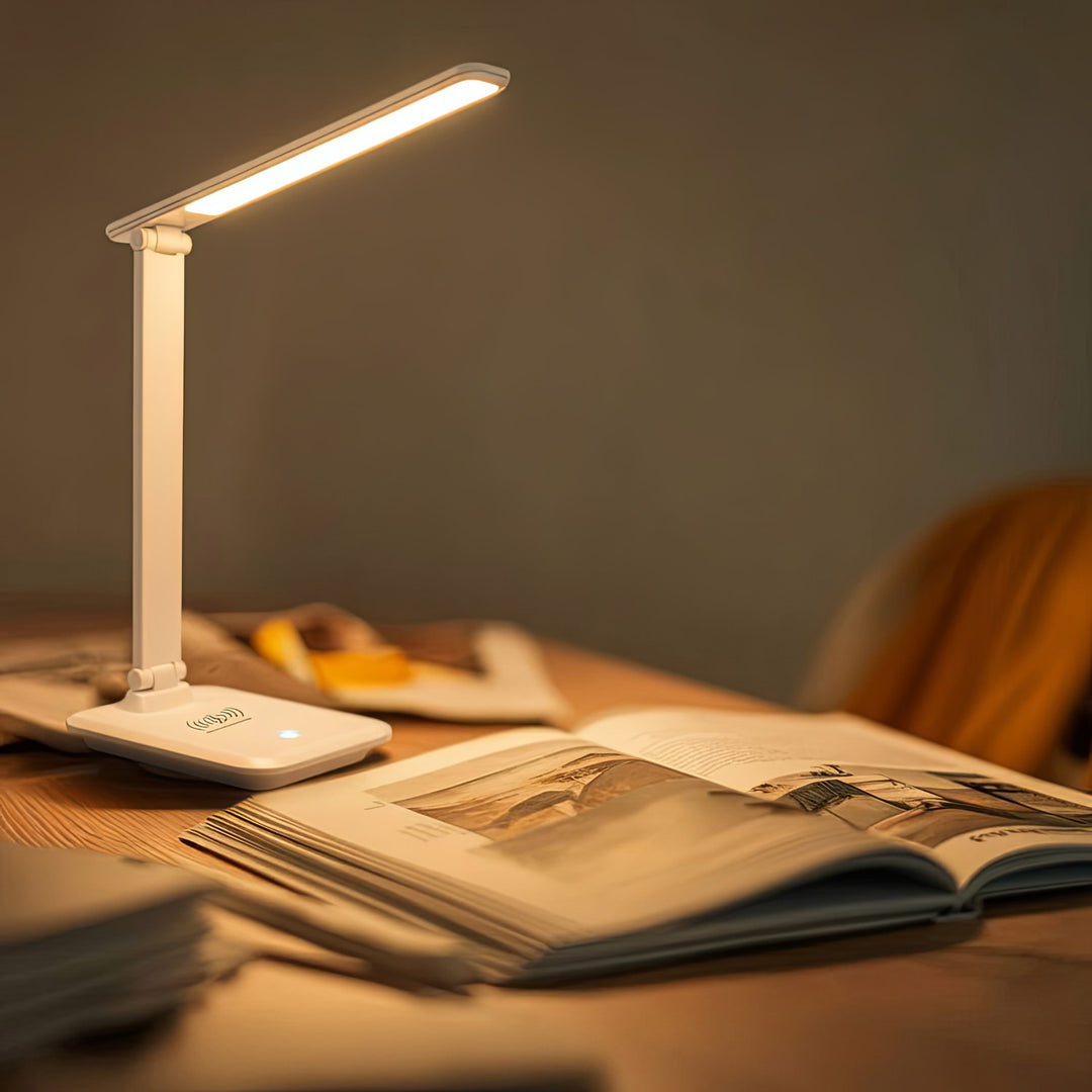 Dimbare LED-bureaulamp 9W Bureaulamp met Qi-inductielader