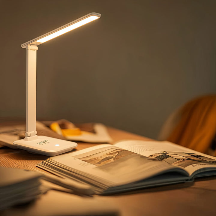Dimbare LED-bureaulamp 9W Bureaulamp met Qi-inductielader