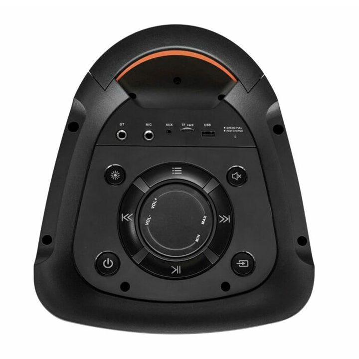 Enceinte portable Bluetooth avec fonction karaoké Entrée guitare TWS Radio AUX USB microSD Télécommande Disco Éclairage LED