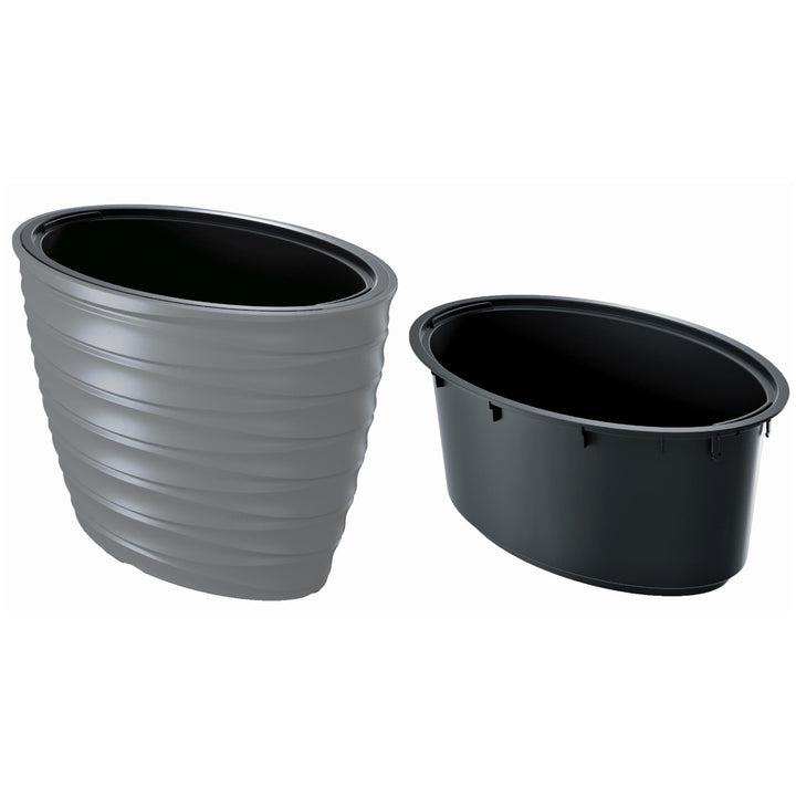 Pot de fleurs ovale avec insert Prosperplast Freze DBFEE600-443U - gris clair, 24,0/55,0 L