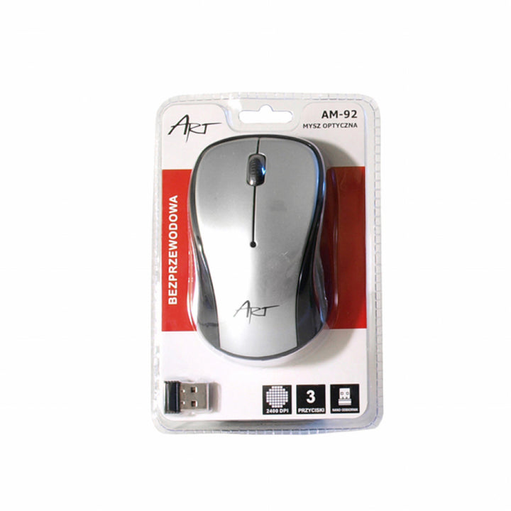 ART AM-92B Draadloze optische muis Zilver optische muis, draadloos, USB, zilver