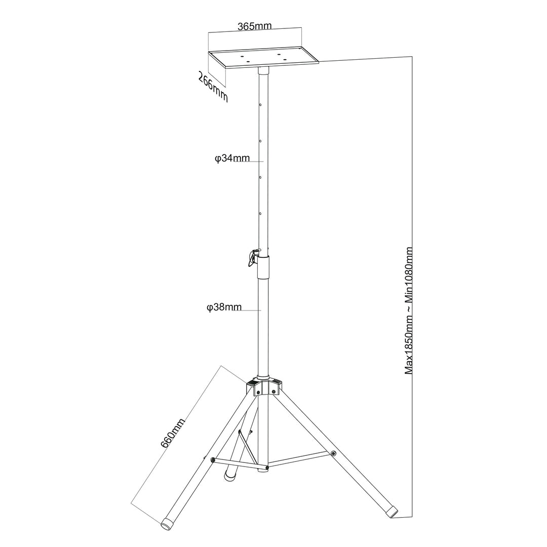 Maclean draagbaar statief, voor projector, staal, in hoogte verstelbaar, 1,2-1,7m, MC-953