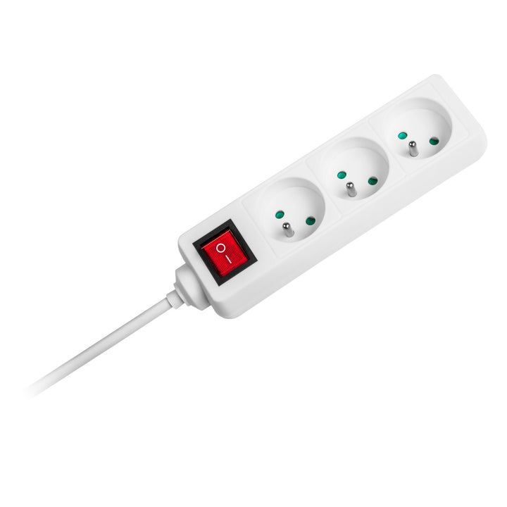 Câble d'extension blanc Rebel 3 prises, câble 3m (3x1.5mm) avec interrupteur