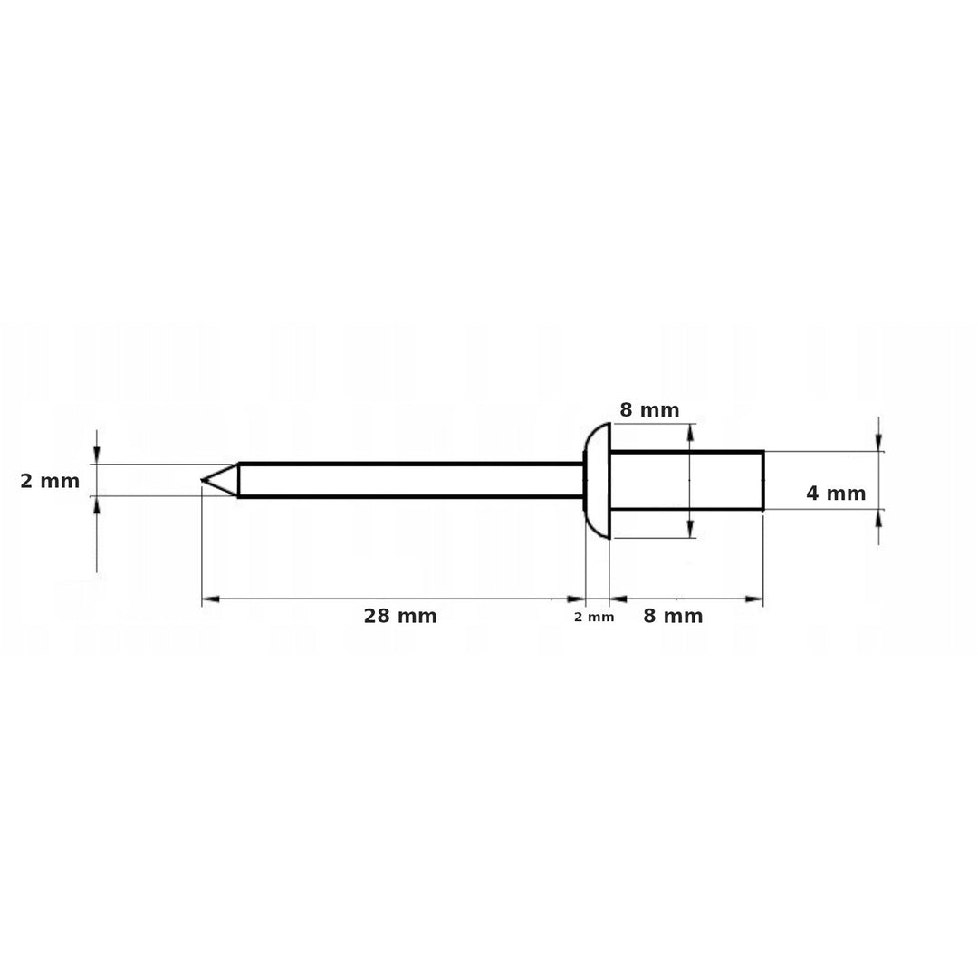 Rivet à tête fraisée 4x8 - Dorolet - blanc (paquet - 100 pcs)