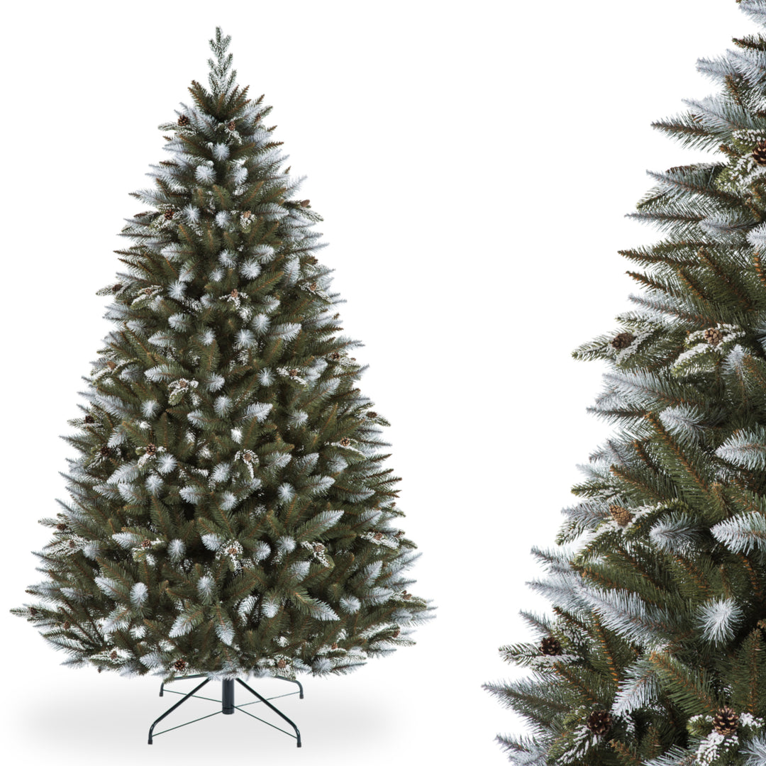 Kerstboom gemaakt van premium PVC besneeuwd sparrenhout met PE takken 220