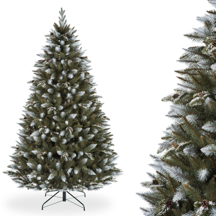Kerstboom gemaakt van premium PVC besneeuwd sparrenhout met PE takken 220