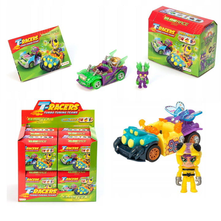 Véhicule pliable avec figurine T-Racers Glow Race series 4 mix