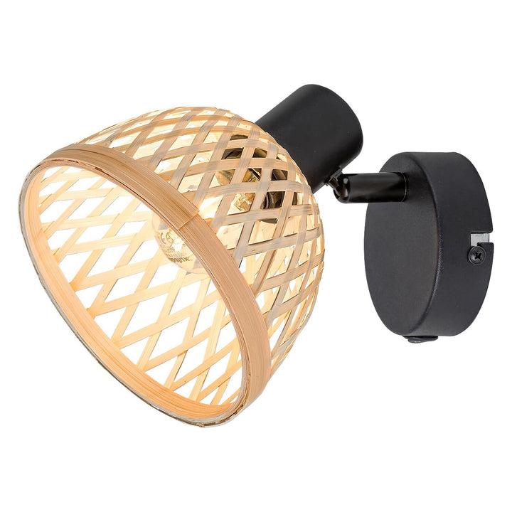 Rabalux rotan lamp ind.spot.E14 1x max 15W, zwart - wandlamp