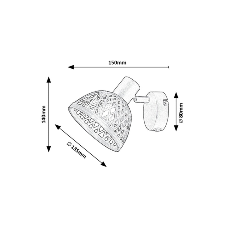 Rabalux rotan lamp ind.spot.E14 1x max 15W, zwart - wandlamp