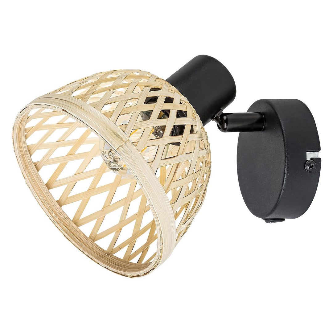 Rabalux rotan lamp ind.spot.E14 1x max 15W, zwart - wandlamp