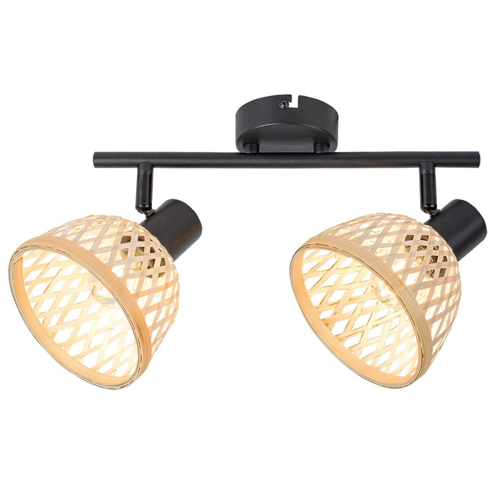 Rabalux rotan lamp ind. E14 2x max 15W, zwart - wandlamp