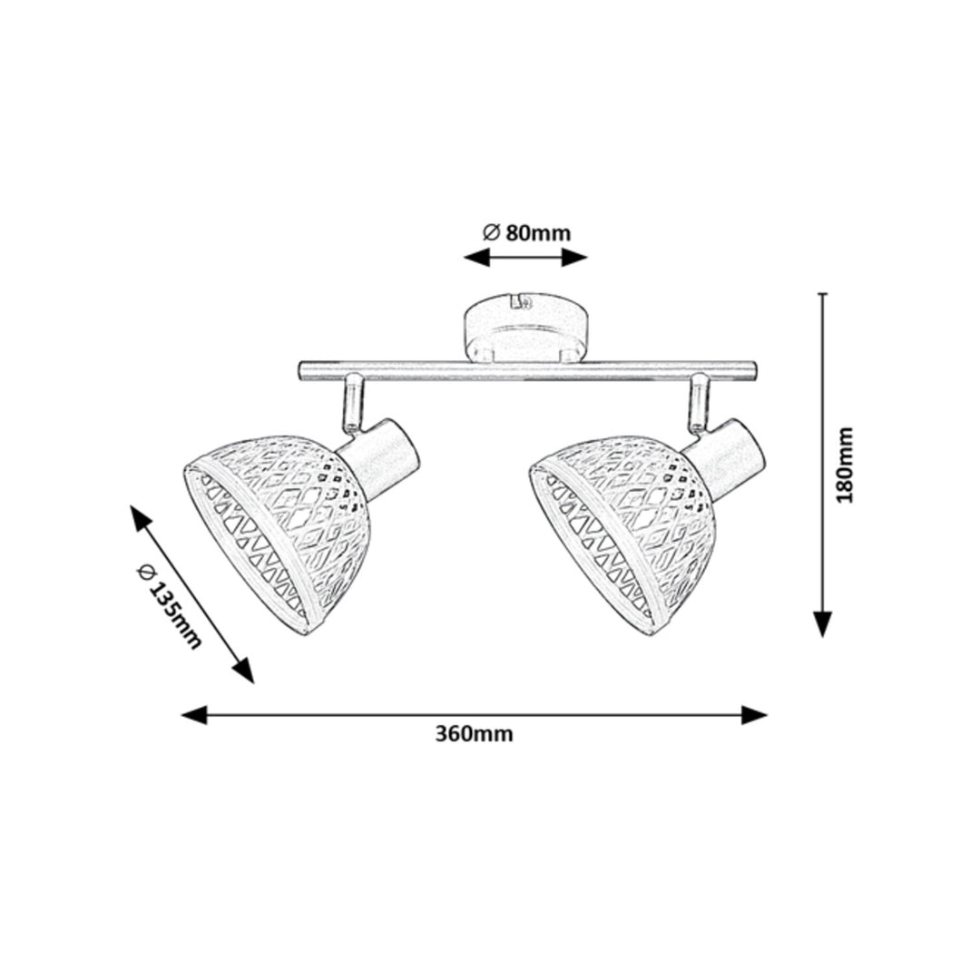 Rabalux rotan lamp ind. E14 2x max 15W, zwart - wandlamp