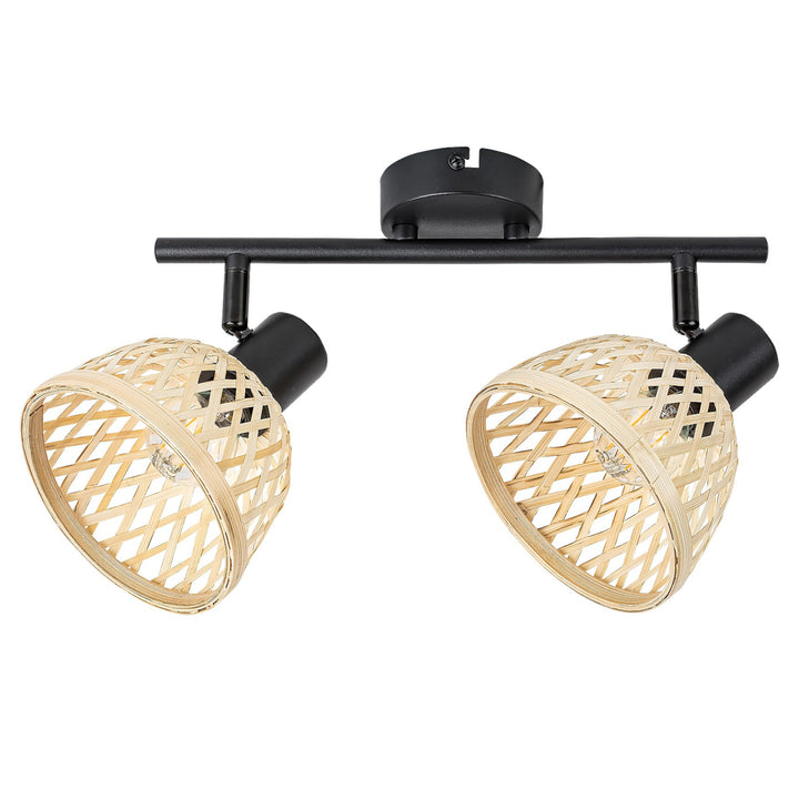 Rabalux rotan lamp ind. E14 2x max 15W, zwart - wandlamp