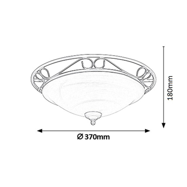 Frame plafondlamp gedecoreerd met zwart albast glas D37 E27 2x60W