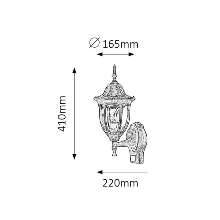 Milano Rabalux tuinwandlamp Buitenwandlamp up60Wa. goudkleur IP43