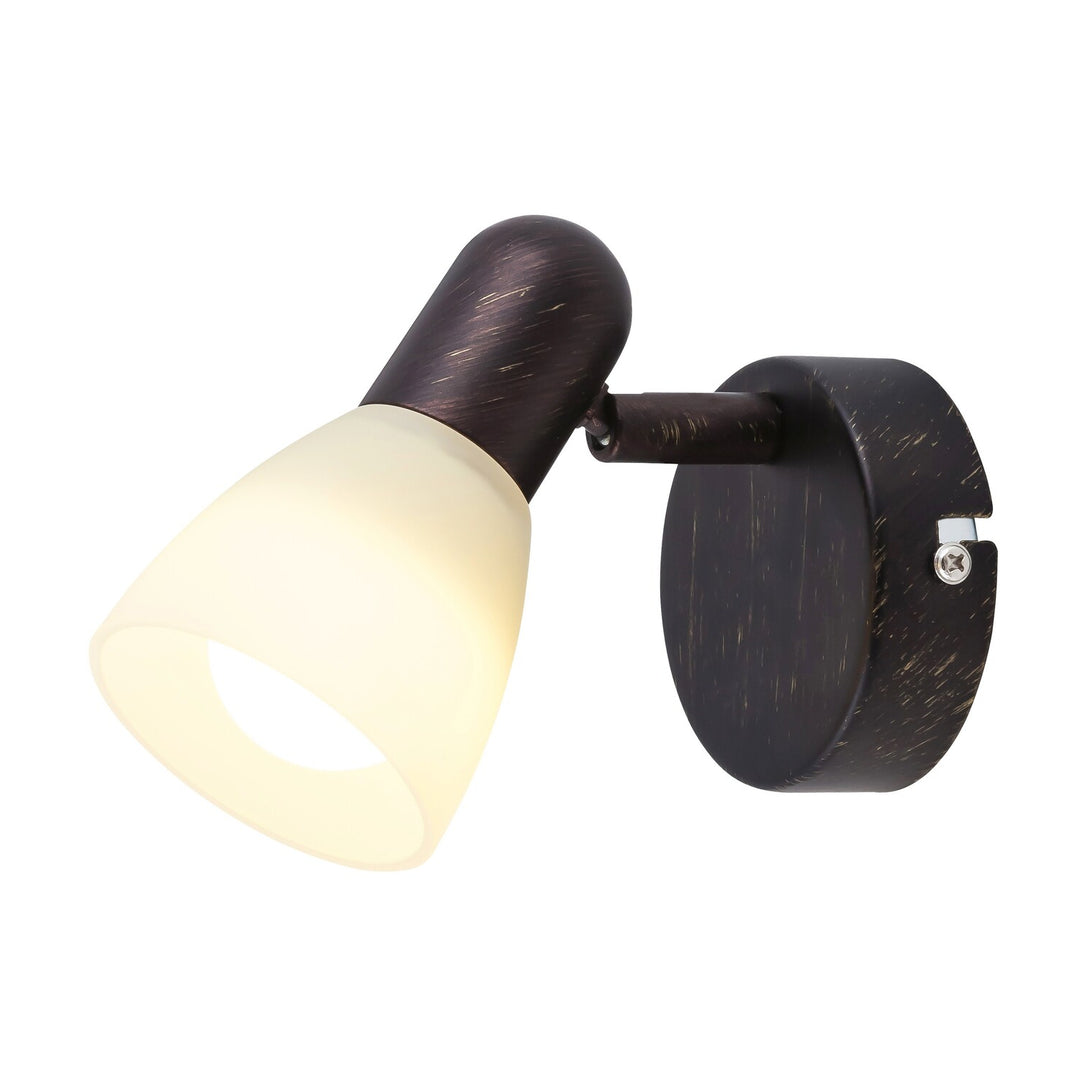 Wandlamp Soma heeft een bruine arm E14 1x40W crèmekleurige spot