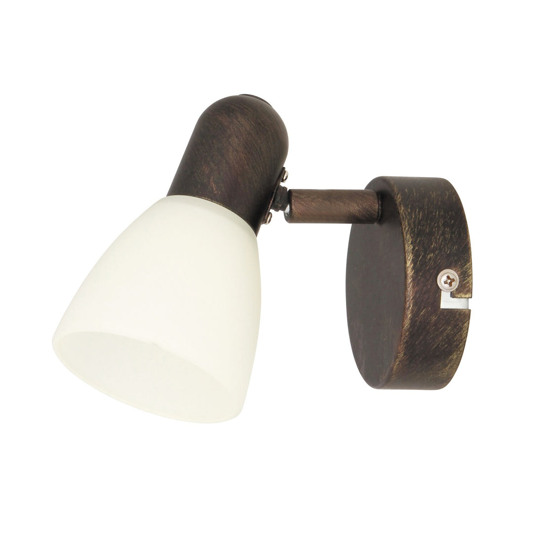 Wandlamp Soma heeft een bruine arm E14 1x40W crèmekleurige spot