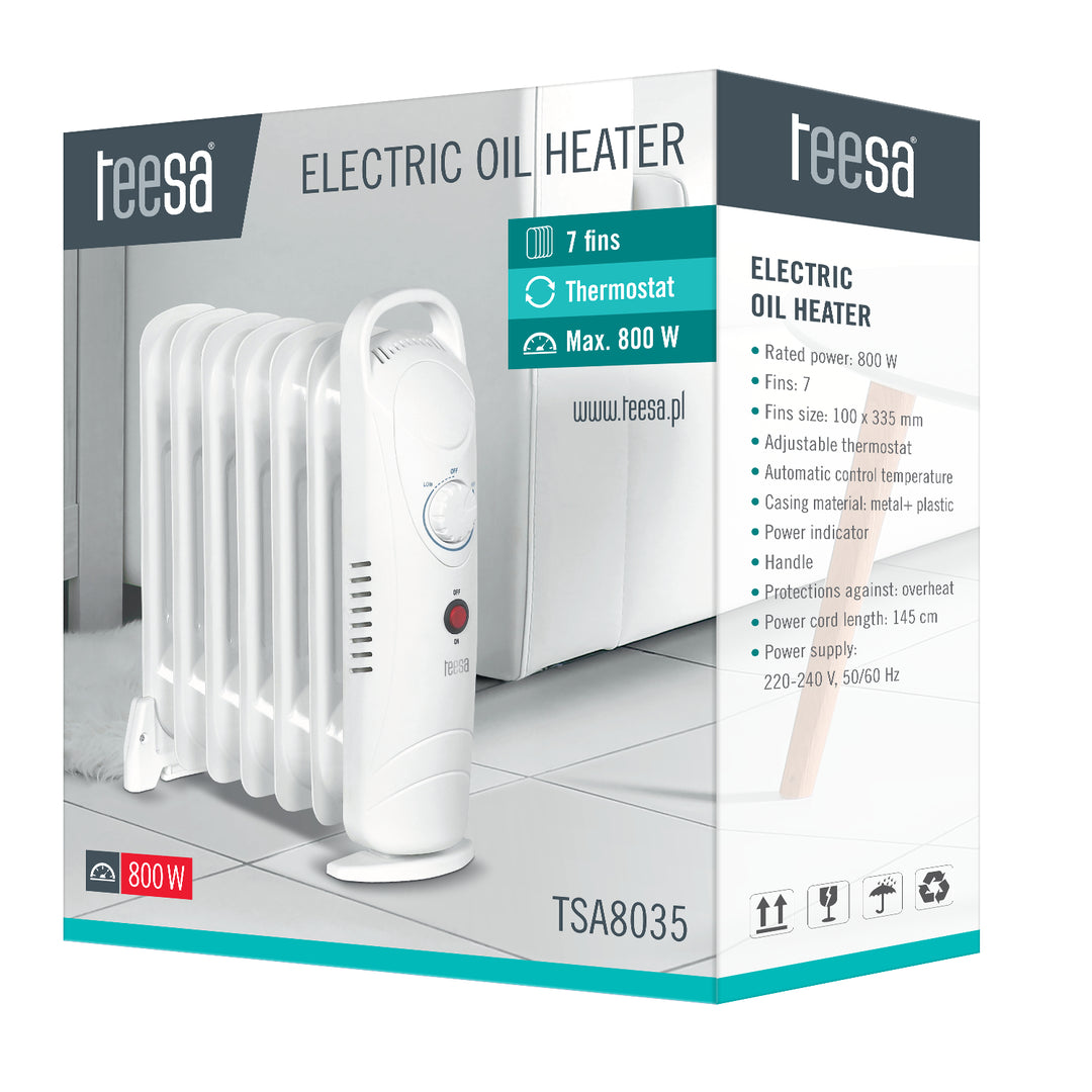 Teesa réchauffeur d'huile TSA8035 800W thermostat à 7 côtes