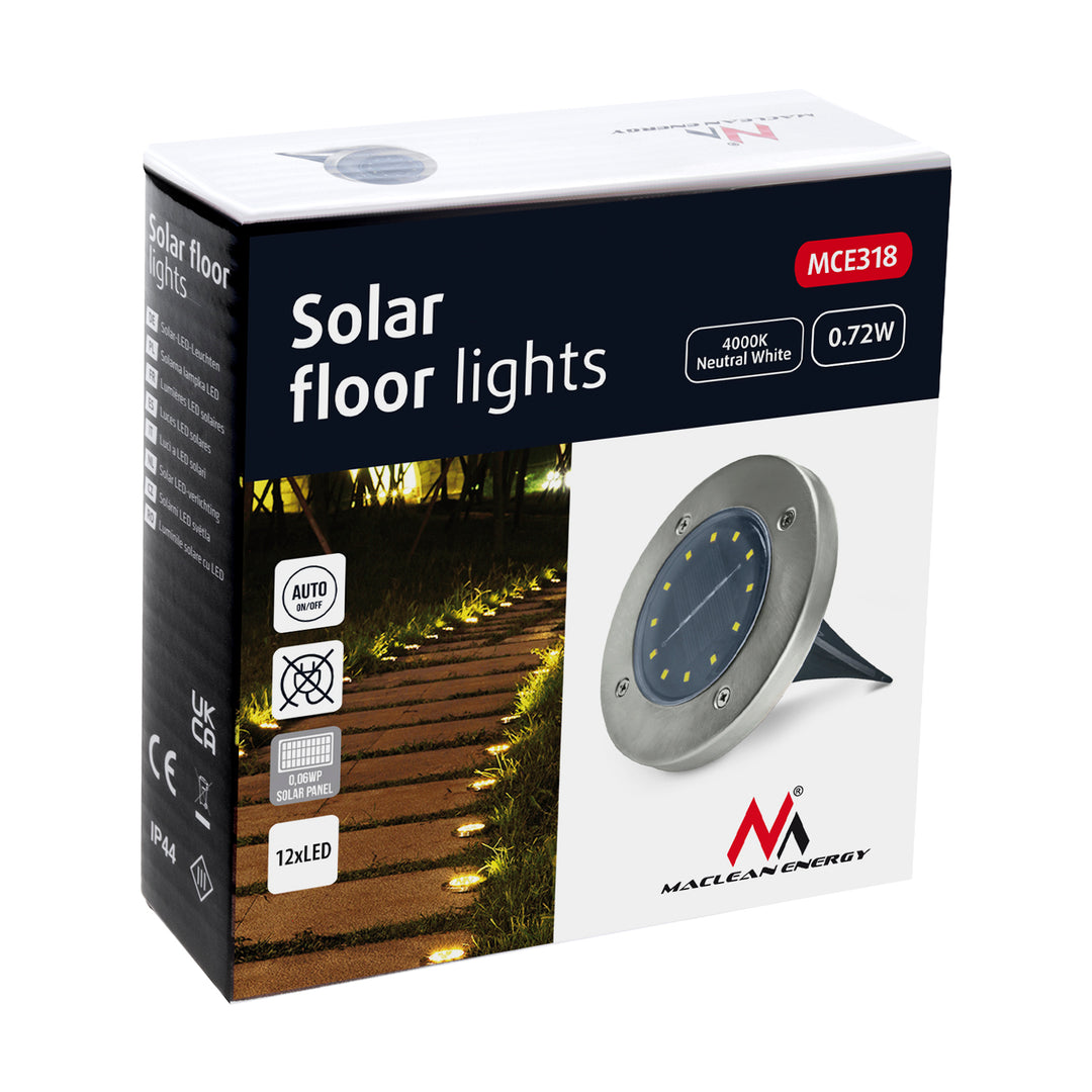 Maclean IP44 solar tuinspot, 12 SMD LED's, 4000K, Ni-MH 600 mAh, 0,7W, MCE318