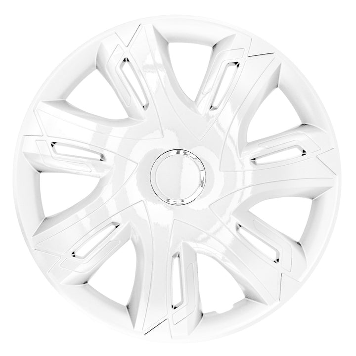 Supernova Enjoliveurs de roue pour jantes en acier 4X Jeu de 4 enjoliveurs de roue pour voiture Véhicule automobile Convient à la plupart des marques et des jantes Plastique ABS (peint en blanc, 14")