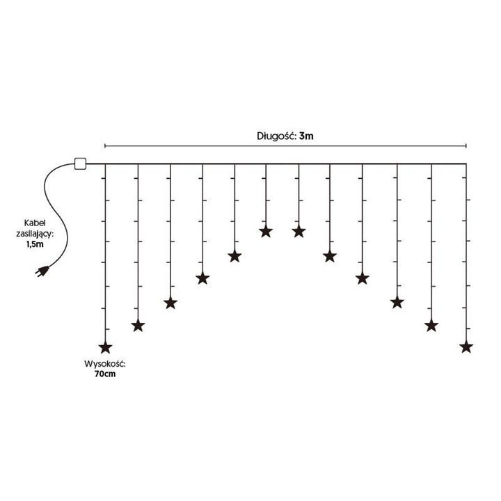 Rideau lumineux ML49Z 16 icicles 136 LED 3m étoiles blanc froid