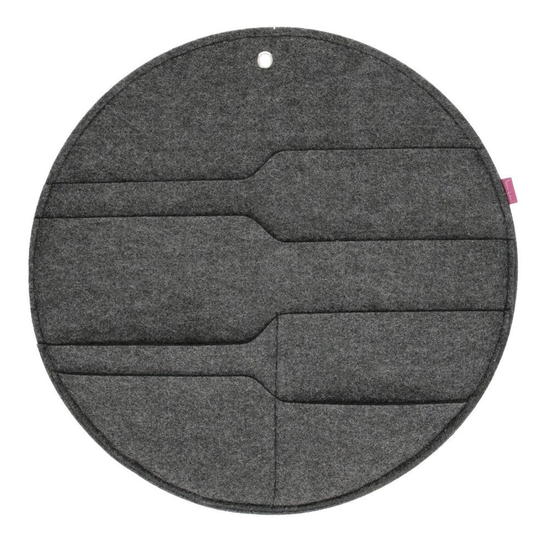 Organisateur mural en feutre Bertoni Circle XL diamètre 45 cm - anthracite, 4 poches
