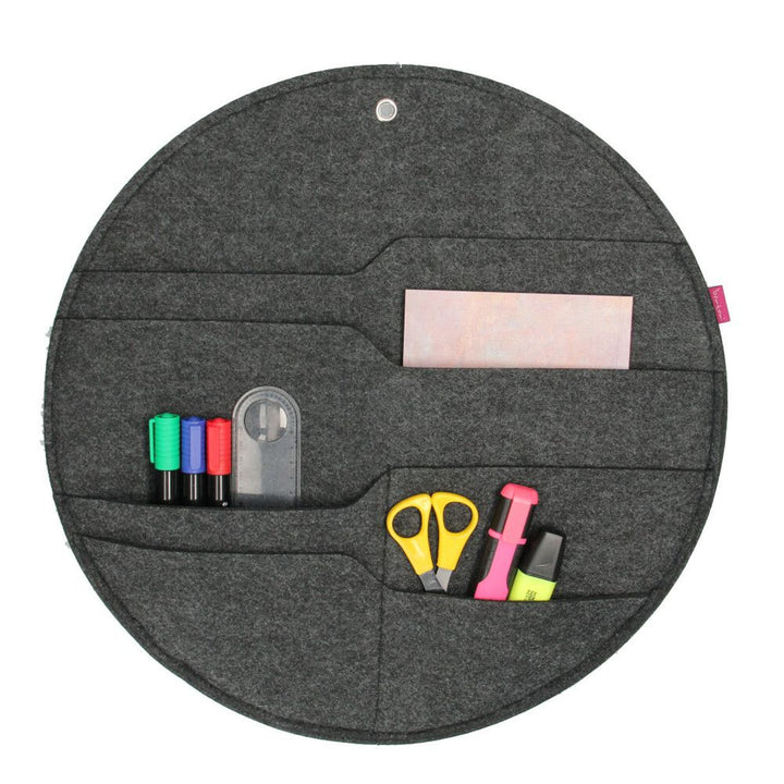 Organisateur mural en feutre Bertoni Circle XL diamètre 45 cm - anthracite, 4 poches
