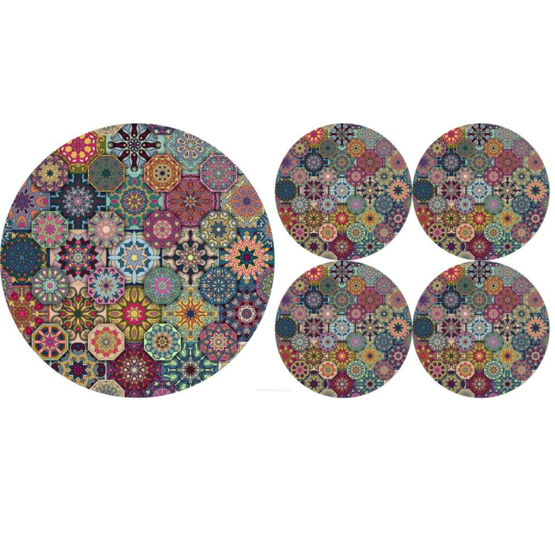 Set de tapis de table en feutre rond 1 + 4 - VALENCIA