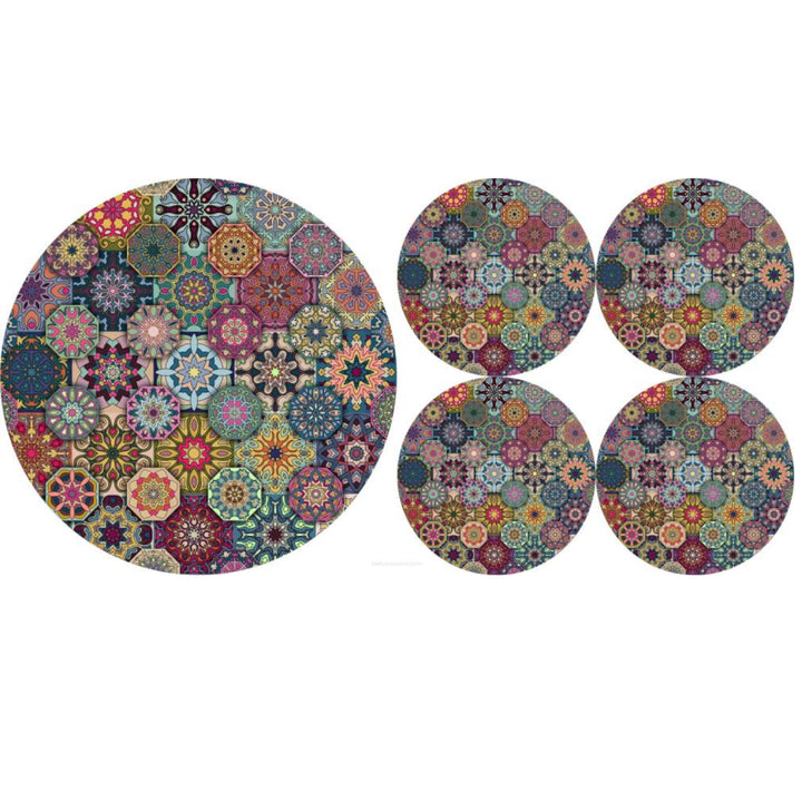 Set de tapis de table en feutre rond 1 + 4 - VALENCIA