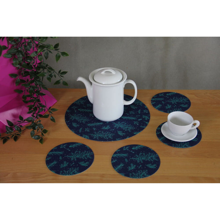 Set ronde vilten placemats 1 + 4 - JUNIPER