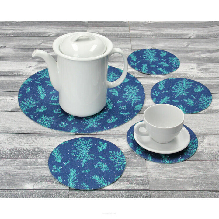 Set ronde vilten placemats 1 + 4 - JUNIPER