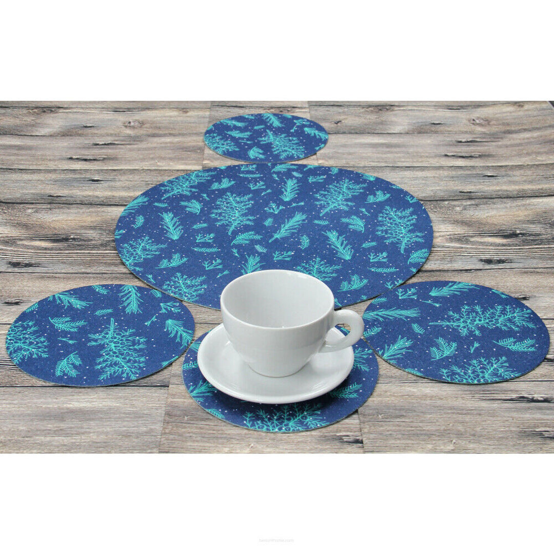 Set ronde vilten placemats 1 + 4 - JUNIPER