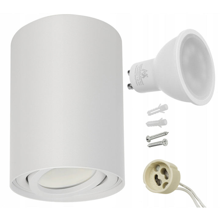 Maclean Plafond Rond Blanc MCE422 + Ampoule LED GU10 5W 4000K