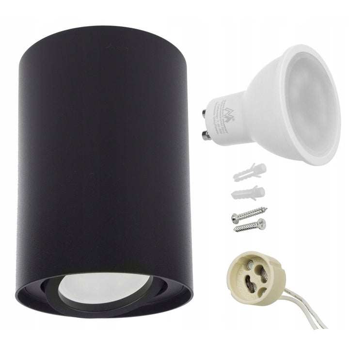 Maclean Round Plafond Noir MCE422 B + Ampoule LED GU10 5W 4000K