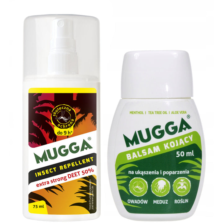 Mugga Strong 50% Deet contre les moustiques et les tiques + Baume Mugga
