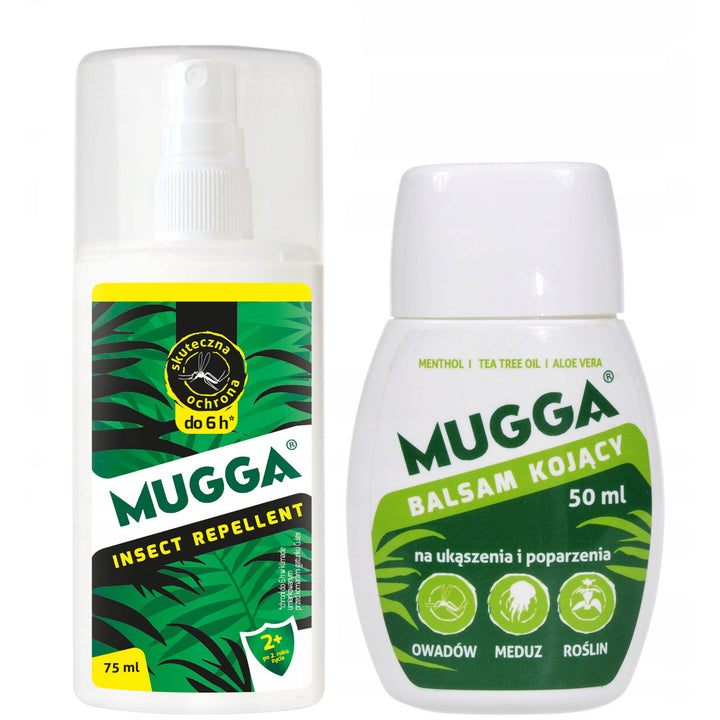 Mugga spray 9,5% 75ml pour les moustiques tiques + Lotion apaisante 50ml
