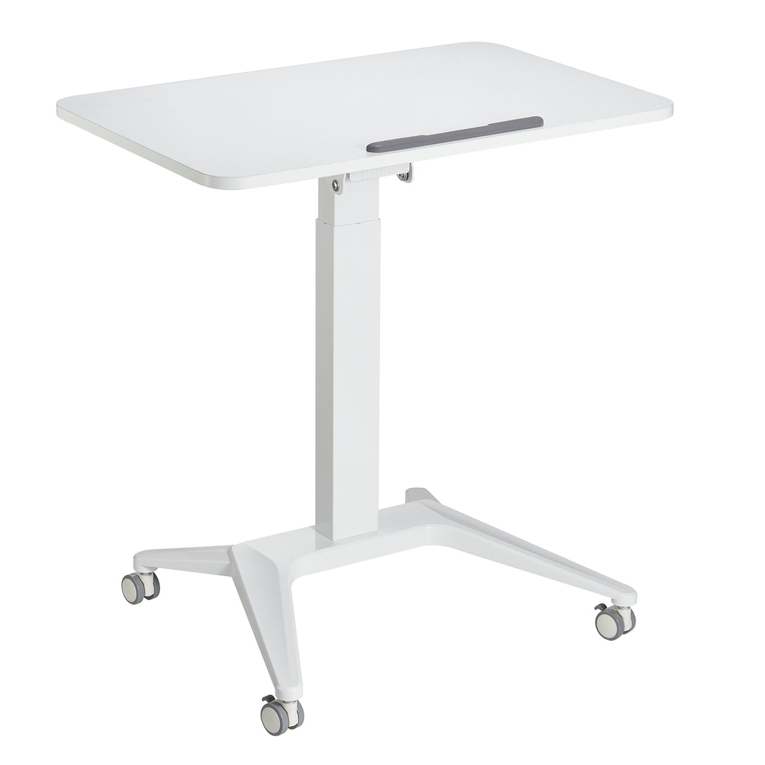 Maclean bureau mobile pour ordinateur portable, blanc, réglage pneumatique de la hauteur, 80x52cm, 8kg max, 109cm h, MC-453W