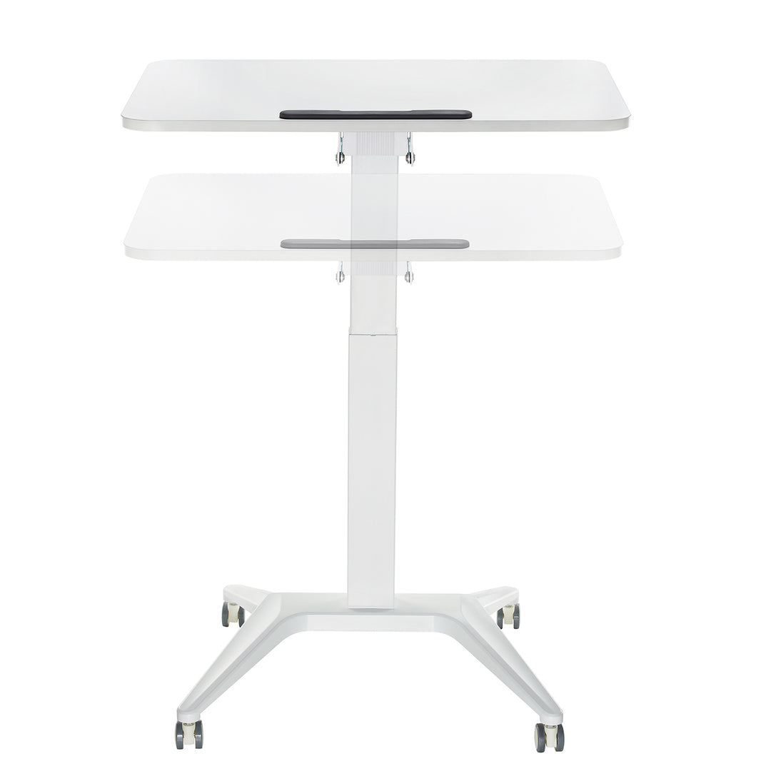 Maclean bureau mobile pour ordinateur portable, blanc, réglage pneumatique de la hauteur, 80x52cm, 8kg max, 109cm h, MC-453W